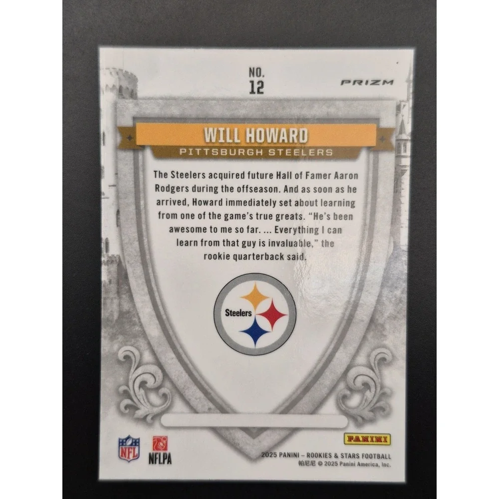 2025 Rookies & Stars‎ Will Howard #12 Crusade Blue Plaid Prizm SP (RC) Steelers